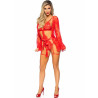 Leg Avenue - 86123 Ensemble Peignoir Et Porte-Jarretelles Rouge Taille M